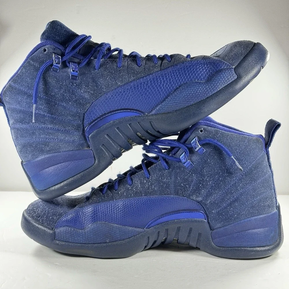 Nike Air Jordan 12‎ Retro Deep Royal Blue Suede Sneaker 130690-400 Men's Size 12